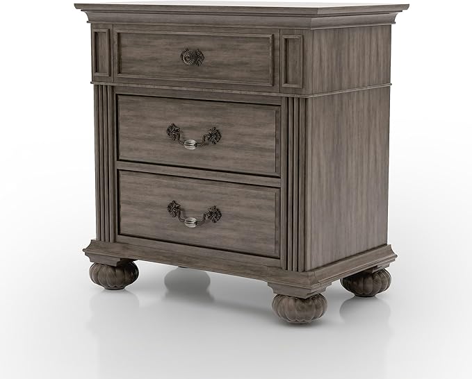 Furniture of America Malierd Traditional Wood 6-Piece Set, Panel California King-Size Bed, 3-Drawer Nightstands, Chest, Dresser and Mirror for Bedroom, Gray