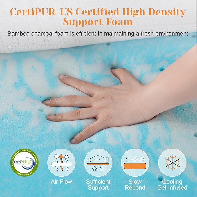 Extra Firm Mattress Topper Full, 4 Inch High-Density Firm Mattress Pad for Back Pain Relief, Bed Topper with Removable Cover, No Smell, No Slip, CertiPUR-US Certified,75" x 54"