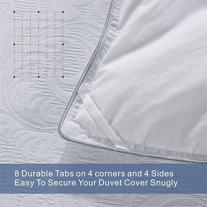 MAPLE DOWN Soft Queen Size Comforter Duvet Insert-Down Alternative Comforter Quilted with Corner Tabs-Lightweight Breathable Brushed Microfiber Machine Washable (White,90”x90”)