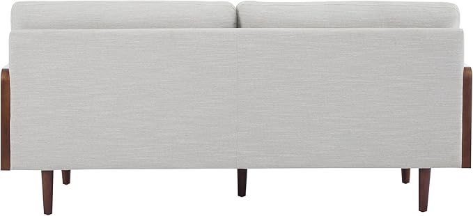 Christopher Knight Home Arboris Modern Rubberwood Frame, Fabric Upholstered Loveseat, Living Room/Bedroom/Apartment Couch/Sofa with Toss/Back Pillows and Removable Cushions, Beige+Light Walnut