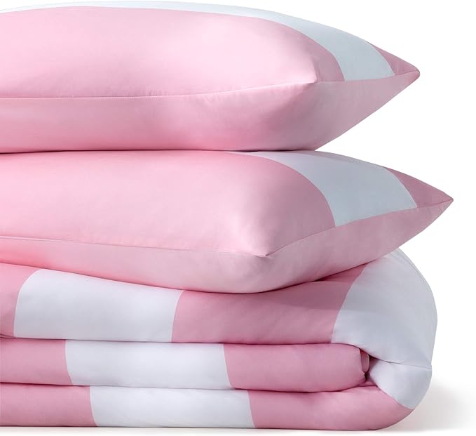LINENSPA All Season Hypoallergenic Down Alternative Microfiber Comforter, California King, Pink/White