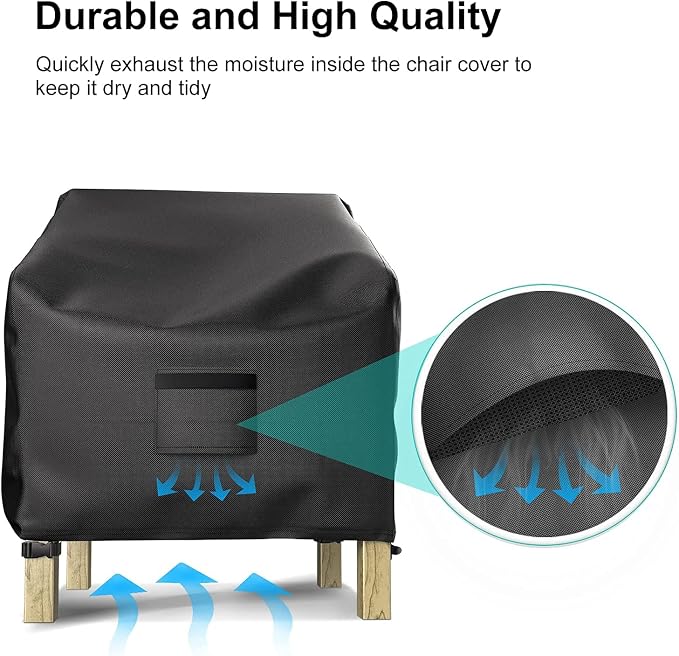 Patio Chair Covers for Outdoor Furniture Waterproof 2 Pack, Lawn Chair Covers 600D Heavy Duty Oxford Cloth, Large Covers for Lounge Lawn Deep Seat Black 37"W×40"D×30"H - Image 6