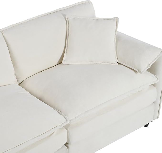 109-Inch U-Shaped Sectional Cloud Sofa Oversized Modular 5 Seaters Sofa Couch with 2 Ottoman Chaise and Pillow Armrest, Chenille Upholstered Convertible Cloud Couch
