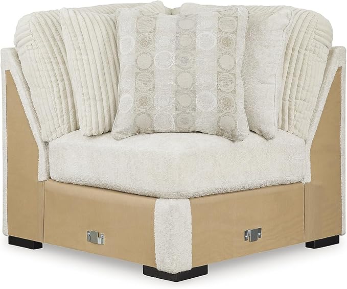 Signature Design by Ashley Chessington Modern L-Shaped Anti Sag 3-Piece Sectional with Reversible Seat Cushions and 9 Accent Pillows, White