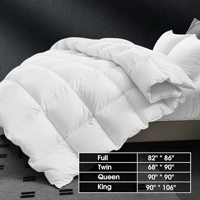 CYMULA Twin Size Feather Down Comforter - All Season White Duvet Insert, Lightweight Box Stitched, Fluffy Breathable, Ultra Soft Quiet Hotel Style with 8 Tabs(68" x 90")