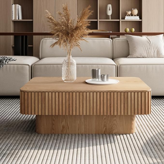 Rectangle Lift Top Coffee Table for Living Room Smart Coffee Tables with Lifting Top Modern Coffee Table with Storage for Apartment Office 38.6" Oak