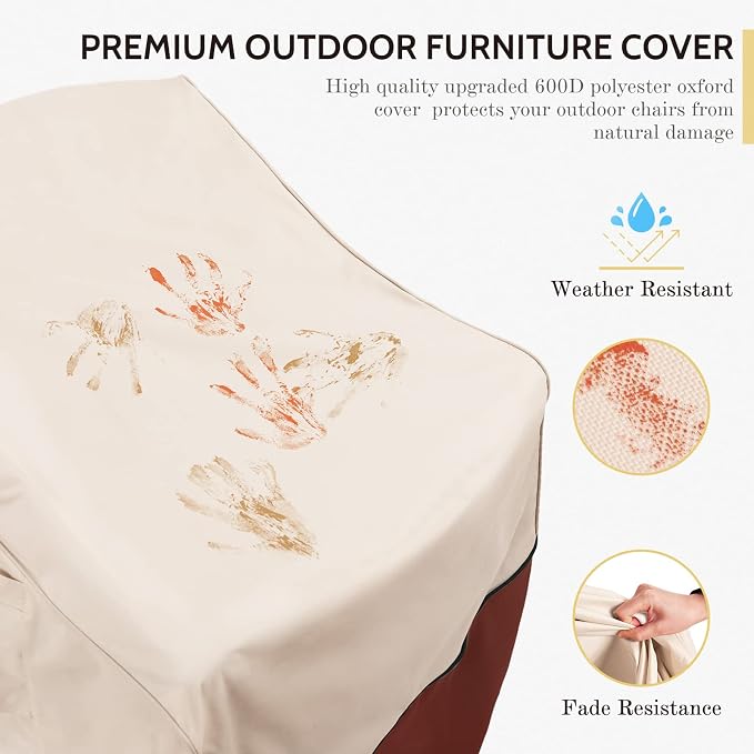 COSFLY Patio Furniture Covers 2 Pack, 600D Waterproof Outdoor Chair Covers for Deep Chairs, All-Weather UV Resistant Protection with Adjustable Straps & Air Vents, Fits up to 29" W x 30" D x 36" H - Image 4