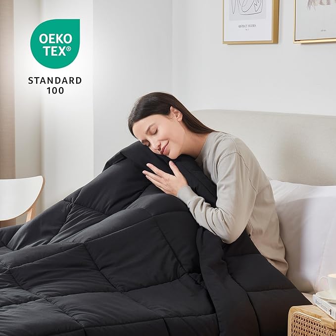 Nestl Quilted Down Alternative Comforter, California King Size, All Season Black Duvet Insert with Corner Tabs