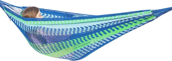 PNAEUT Handwoven Mayan Hammock, Thick Soft Rope Double Hammock for Outdoor Outside & Indoor, 600 lbs Capacity Heavy-Duty, Includes Tree Straps, Carabiners & Carry Bag(Lake Superior, X-Large) by PNAEUT