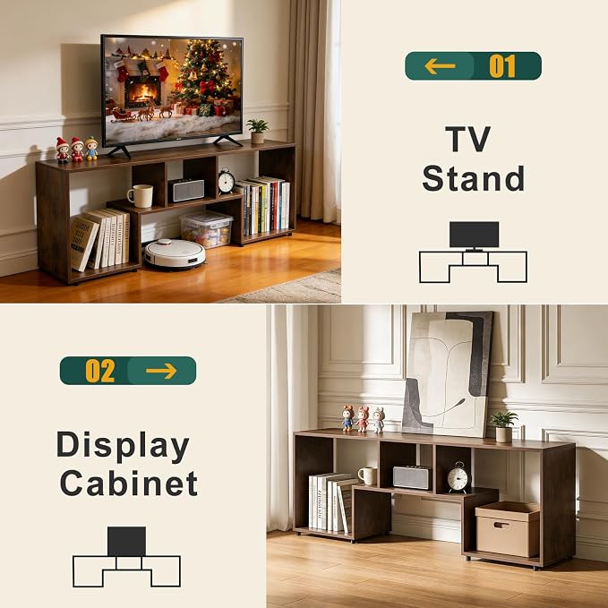 TV Stand for TVs up to 55'', Modern Entertainment Center with Storage Open Shelf, Media Console Table TV Stands for Living Room/Entrance/Sofa Cabinet, Large Capacity,Easy Installation-Amber - Image 6