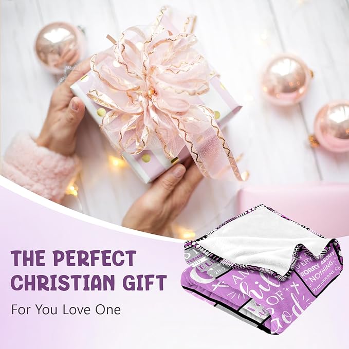 Baptism Gifts for Girl - Christian Gifts for Women - I Am a Child of God Blanket 60"x80" - Inspirational Birthday Religious Catholic & Communion Confirmation Gift for Teen Girls Daughter Granddaughter