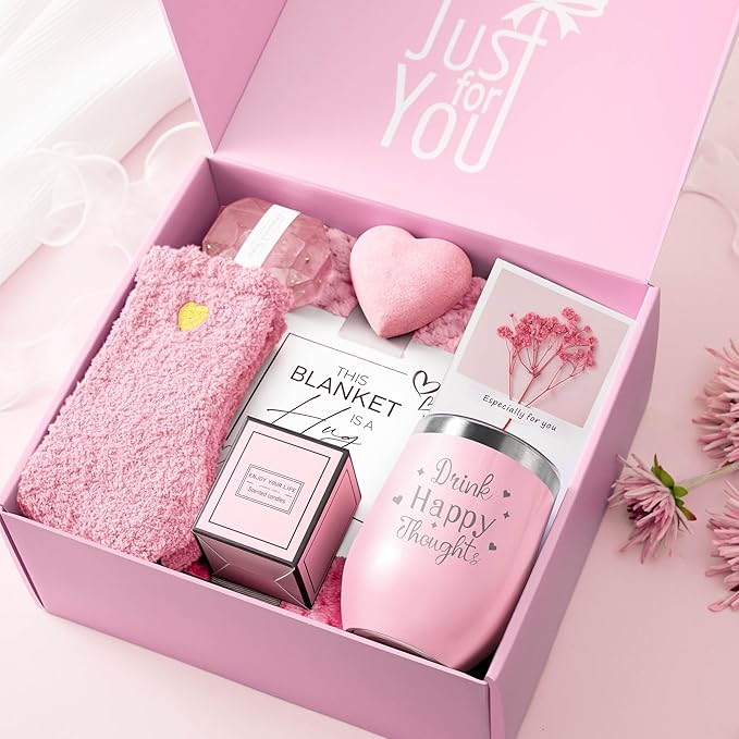 Mothers Day Birthday Gifts for Women Mom Wife Grandma Daughter Friends Sister, Unique Gifts for Women Her Girlfriend Teacher Coworker, Self Care Get Well Soon Gift, Luxury Rose Spa Bath Gift Basket
