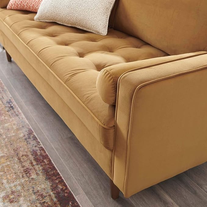 Modway EEI-3764-COG Valour Performance Velvet Sofa, Cognac
