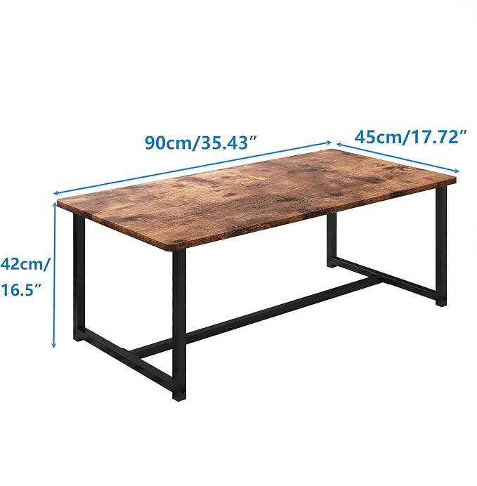 35.4" Rectangular Coffee Table for Living Room, Modern Industrial Style Coffee Table Center Table with Metal Frame for Small Space, Apartment, Office, Easy Assembly, Brown