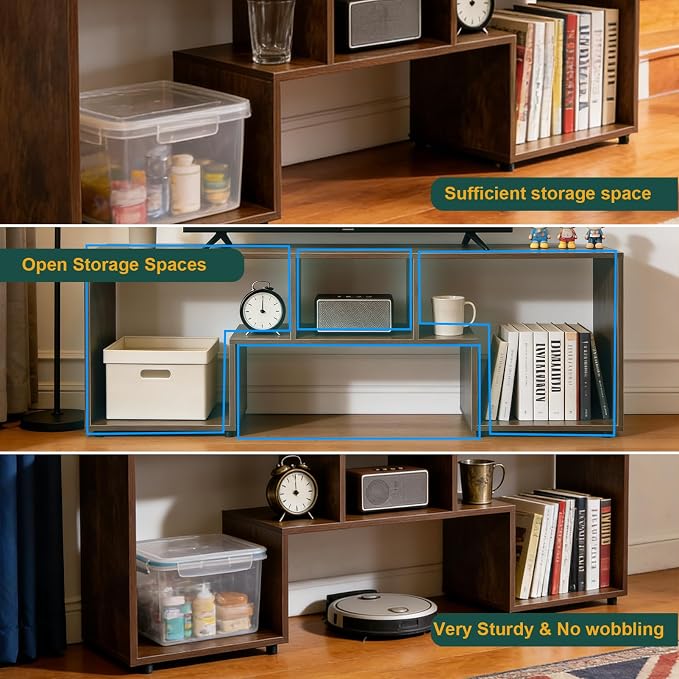 TV Stand for TVs up to 55'', Modern Entertainment Center with Storage Open Shelf, Media Console Table TV Stands for Living Room/Entrance/Sofa Cabinet, Large Capacity,Easy Installation-Amber - Image 5