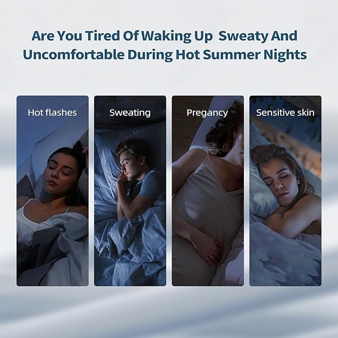 Queen Cooling Comforter with Tencel™ Fill for Hot Sleepers & Night Sweats - Lightweight, Breathable, Double-Sided Cold Blanket All Season Thin Bedding (Blue, Full 90"x 90")