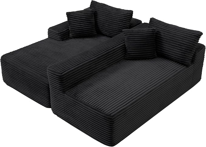 105-Inch L-Shaped Left Facing Corner Compressed Sofa Modular Sectional Boneless Cloud Sofa Floor Foam Couch with Chaise Lounge, Corduroy Corner Boneless Cloud Couch