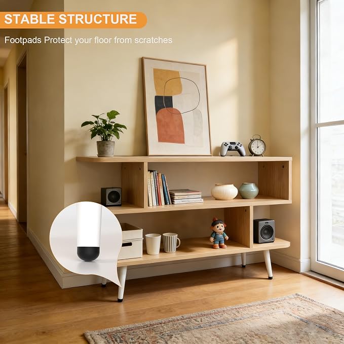 Lightdot TV Stand for TVs to 35'', Modern Entertainment Center with 3 Open Storage Shelf, Sturdy Media Console Table for Living Room/Entrance/Sofa Cabinet, Apartment, Easy Installation-Walnut - Image 5