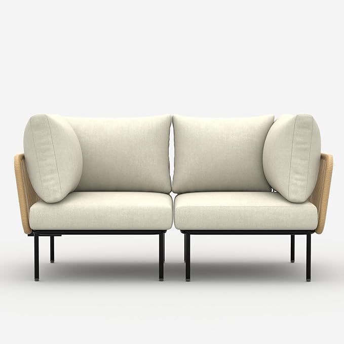 LayinSun 2 Pieces Aluminum Patio Furniture Set, Modern Modular Sectional Corner Chairs and Upgrade Thickness Cushion