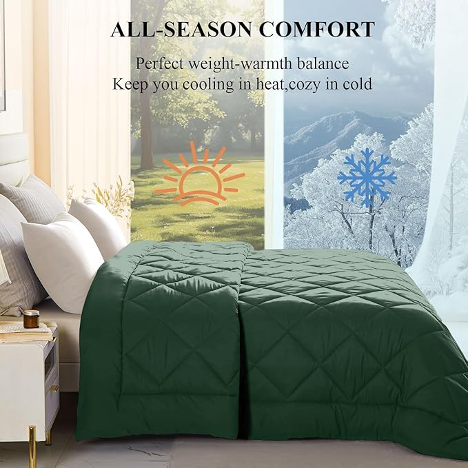 120x128 Oversized King Comforter, Extra Large King Size Comforter Oversized, All Season Soft Lightweight Quilt Down Alternative Duvet Insert with 8 Corner Tabs(120x128, Emerald Green)