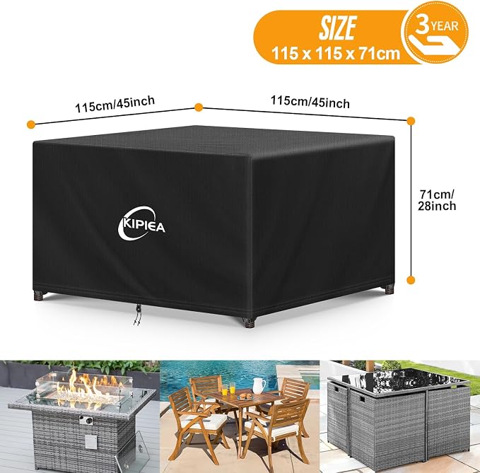 Kipiea Outdoor Furniture Covers Waterproof, 420D Heavy-Duty Patio Furniture Set Covers, No Tears Anti UV No Fading (45" L×45" W×28" H) - Image 2