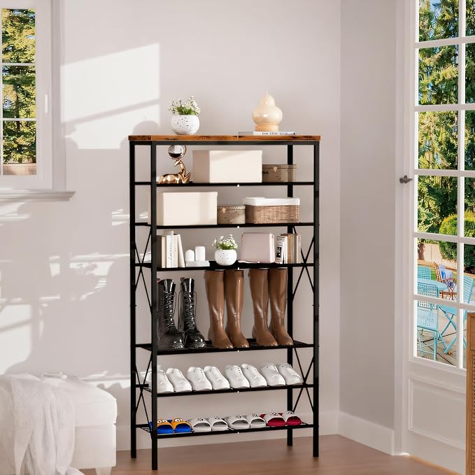 8 Tiers Tall Shoe Rack Organizer, Large Capacity Shoe Rack Holds 32 Pairs of Shoes, Durable and Stable, Adjustable Metal Shelf Stackable Shoe Shelf for Entryway, Hallway, Living Room, Closet - Image 2