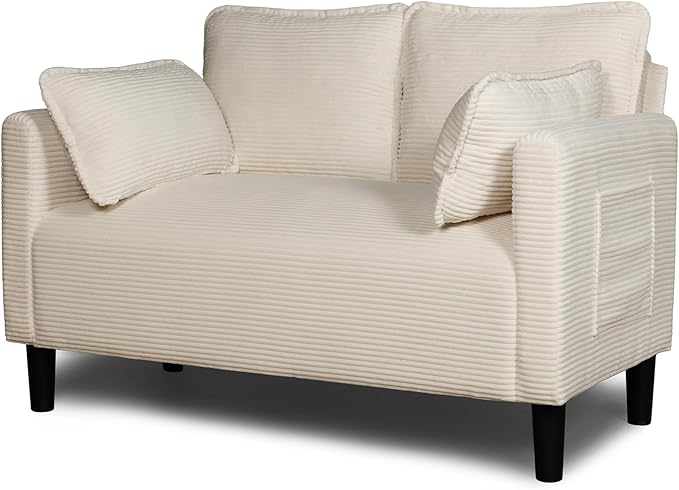 Corduroy Oversized Armchair 48" Extra Wide Accent Chairs W/Double Solid Wood Frame for Living Room Modern Lounge Chair, Upholstered Cloud Single Sofa with Pillows