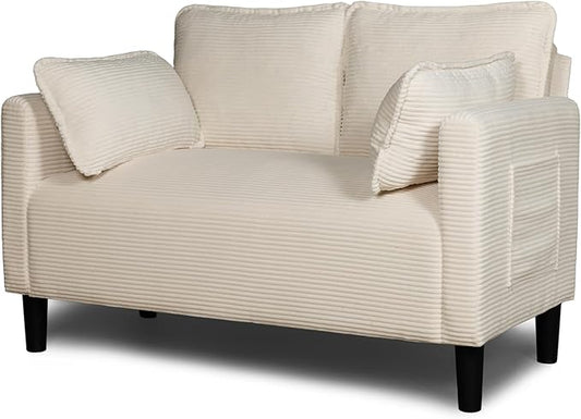 Corduroy Oversized Armchair 48" Extra Wide Accent Chairs W/Double Solid Wood Frame for Living Room Modern Lounge Chair, Upholstered Cloud Single Sofa with Pillows