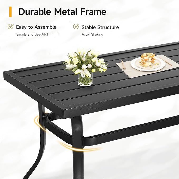 ONBRILL Small Metal Outdoor Coffee Side Table, Steel Coffee Tables for Patio, Outside, Garden, Balcony, Backyard and Living Room, Rectangle, Black - Image 6
