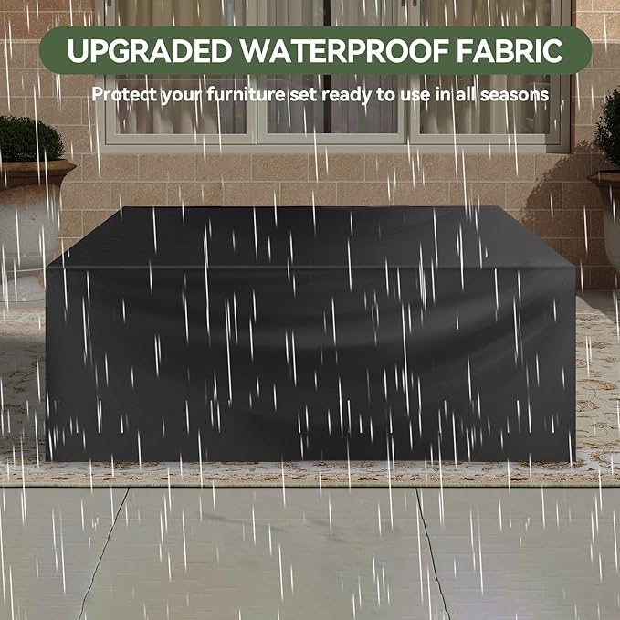 Aoxun 8 Piece Outdoor Patio Furniture Set 7 Seats, Outdoor Sectional with Thick Waterproof Cushions & Storage Coffee Table, Patio Conversation Sets for Garden,Backyard, Porch, Balcony, Deck, Beige