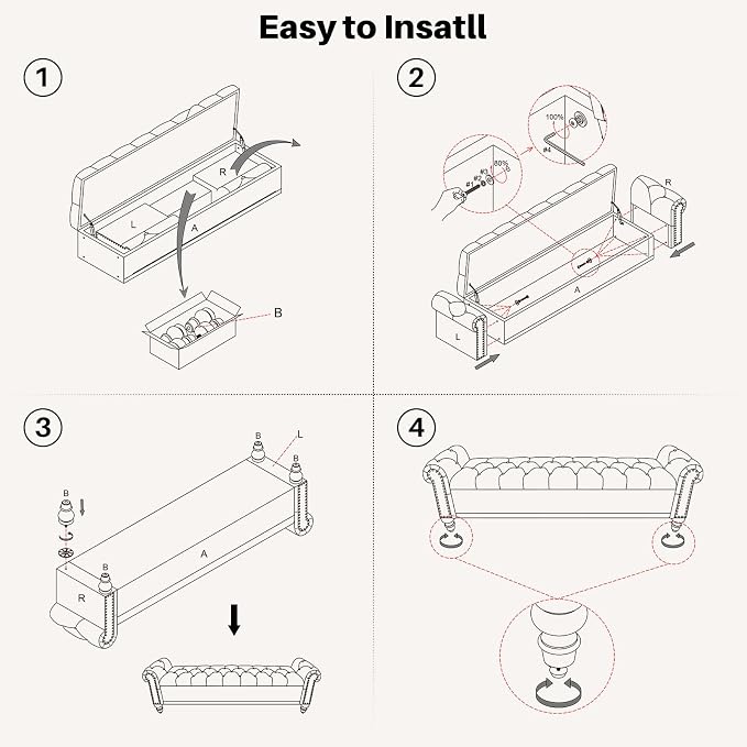SOFTHION Storage Bench for Bedroom, 67" End of Bed Bench King Size, Upholstered Chenille Storage Ottoman with Tufted Cushioned Rolled Arm Large Storage Space for Living Room Entryway, Light Grey - Image 8