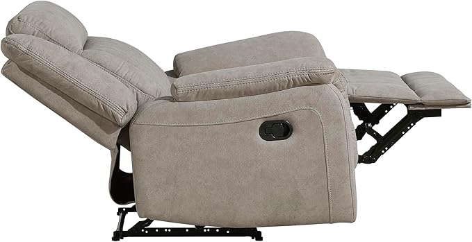 Lexicon Manual Recliner Chair, Polished Microfiber Reclining Sofa Chair, Home Theater Seating, Wall Hugger Manual Recliner for Living Room/Office/Apartment, Dove