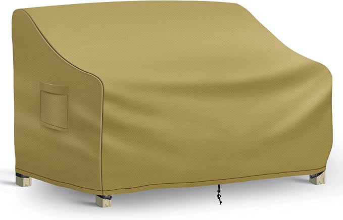 Richwon Patio Loveseat Cover Waterproof, 2-Seater Outdoor loveseat Cover, Patio Furniture Covers with Air Vent and Handles, 54W x 37D x 35H Inches, Khaki by Richwon
