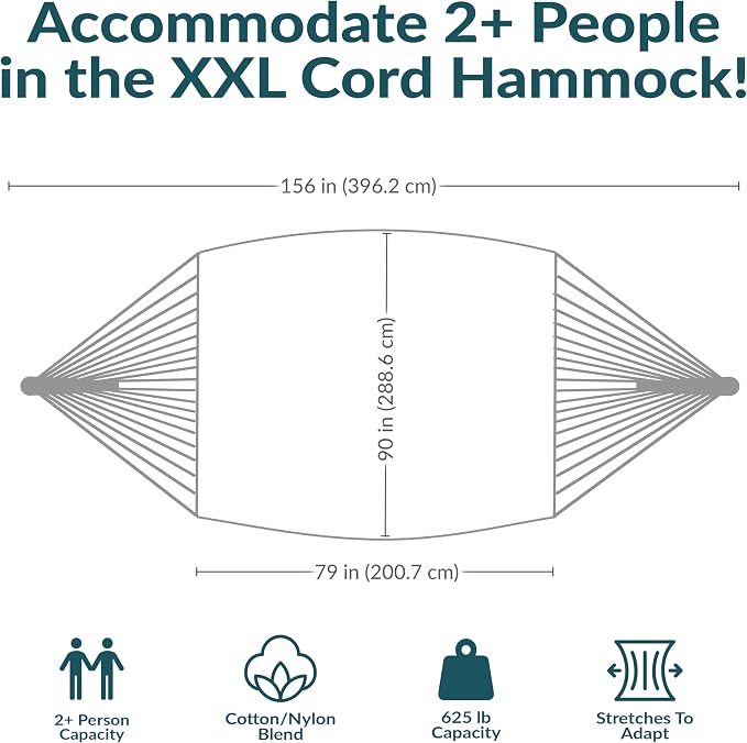 Sunnydaze Handwoven XXL Thick Cord Mayan Double Hammock for Outside - 625-Pound Capacity Heavy-Duty Outdoor Hammock - Meadow - Image 5