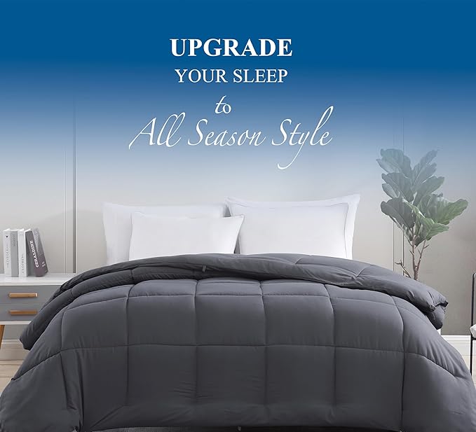 Casa Platino Gray Comforters Twin XL Size - Super Soft Duvet Insert with 8 Durable Tabs - Comfy & Cozy All Season Twin XL Size Quilted Bedding Comforter - Premium Down Alternative Fill - 66"x88", Gray