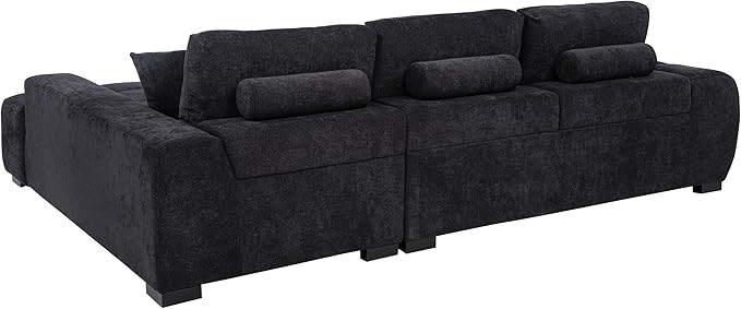 Coaster Home Furnishings - Octavia - Wood - Upholstered Sectional Sofa with Waterfall Seating, Grid Tufting, Reversible Back Cushions and Accent Pillows - Living Room - Black - 511061