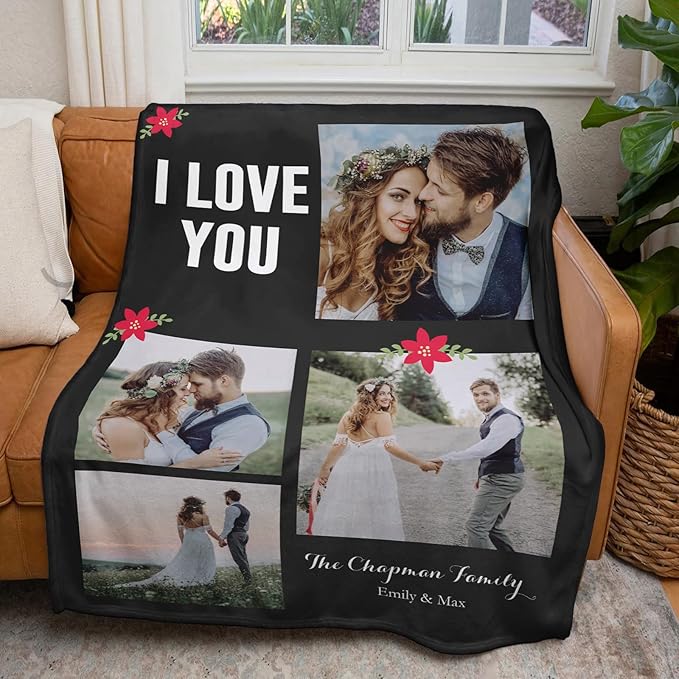 inkArts Custom Blankets with Photos, Personalized Photo Blankets Using My Own Photos, Customized Blanket with Pictures, Personalized Gifts for Women Men Baby Child