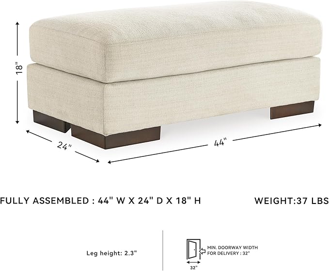 Signature Design by Ashley Maggie Contemporary Accent Ottoman, Off White