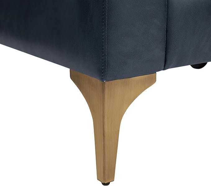 Serta Triton 33.5" Arm Chair, Transitional Modern, Dreamcoil Comfort, Metal Legs, Vegan Leather, Navy Blue