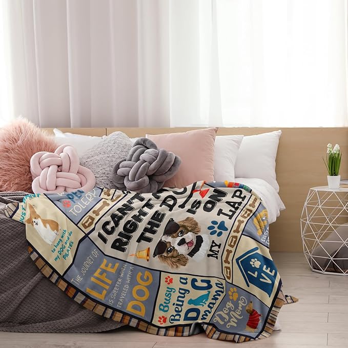Dog Lover Gifts for Women, Dog Mom Gifts for Women, Dog Throw Blanket 60"x80", Presents for Dogs Lovers/Mom, Presents for Dogs Owners Blanket, Doggie Blanket