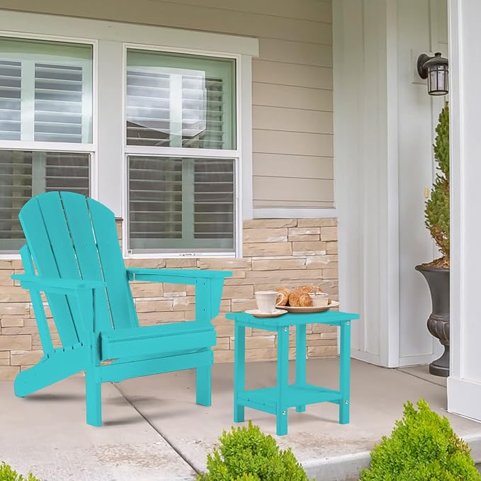 Apolimi Adirondack Outdoor Side Table, 2-Tier Sturdy Patio End Table Weather Resistant, 16.5" Solid Side Table for Patio, Pool, Porch - Image 2