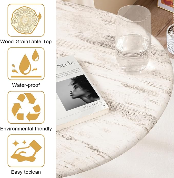 Coffee Table Modern Oval Coffee Tables Retro Center Table for Small Space Mid Century Rustic Accent Table for Living Room Home Office, Easy Assembly 22" D x 43" W x 18" H