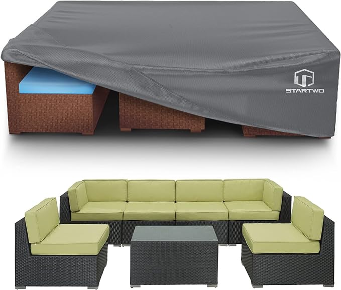 STARTWO Patio Furniture Covers, Waterproof Outdoor Furniture Covers Fits 12 Seats Table and Chairs, Outside Sectional Sofa Set, 126Lx64Dx29H - Image 8