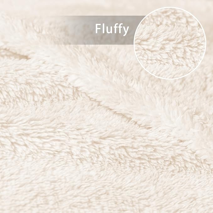 Exclusivo Mezcla Soft Fleece Throw Blanket for Couch, Super Soft Velvet Plush Fleece Blankets, Fuzzy Cozy and Warm for Winter, 50x60 Inches, Ivory