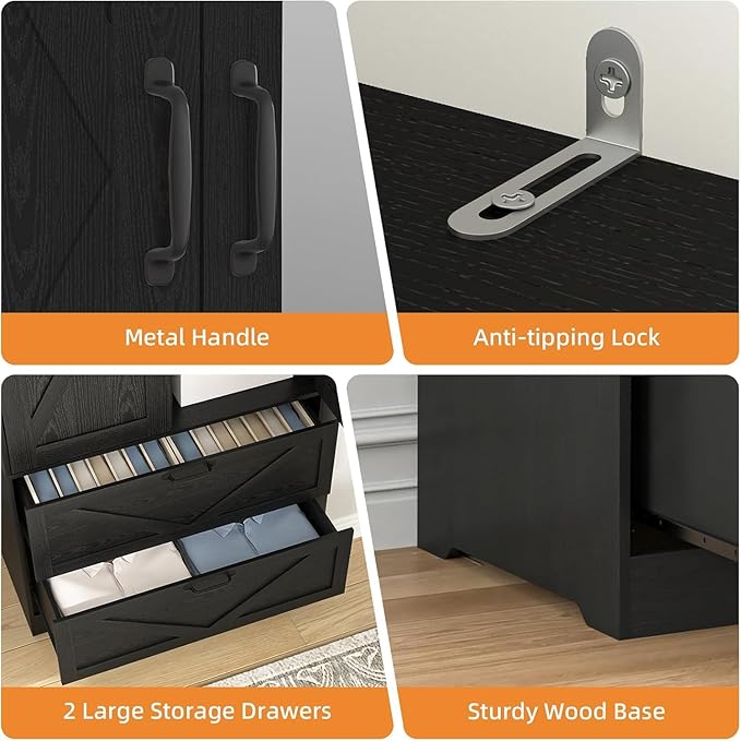 Armoire Wardrobe Closet with Drawers and Mirror, 72" Bedroom Wardrobe Cabinet with Motion Sensor Light, Hanging Rod & Adjustable Shelves, Bedroom Clothing Storage Closet with 3 Doors