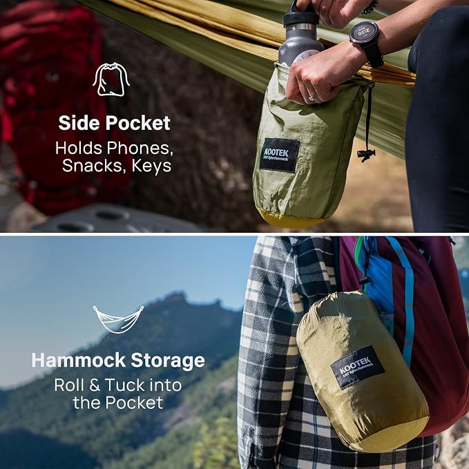 Kootek Camping Hammock, Portable Hammocks with Tree Straps & Attached Carry Bag, Camping Essentials Gear, Perfect for Outside Indoor Hiking Beach Backpack Travel - Image 4