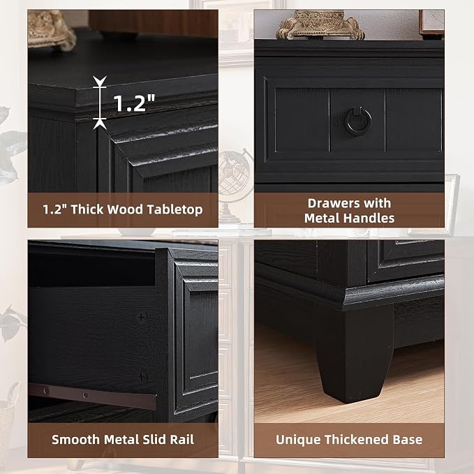 Joaxswe Farmhouse 5 Drawer Dresser for Bedroom Set of 2, 42" Tall Small Dressers & Chest of Drawers, Rustic Wood Dresser with Metal Handle, Storage Organizer Closet for Living Room, Hallway,Entryway - Image 5