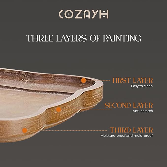 COZAYH Farmhouse Cottagecore End Table, Rustic Wood Tray Top Square Accent Table with White Curved Legs for Family Room, Living Room, or Small Spaces