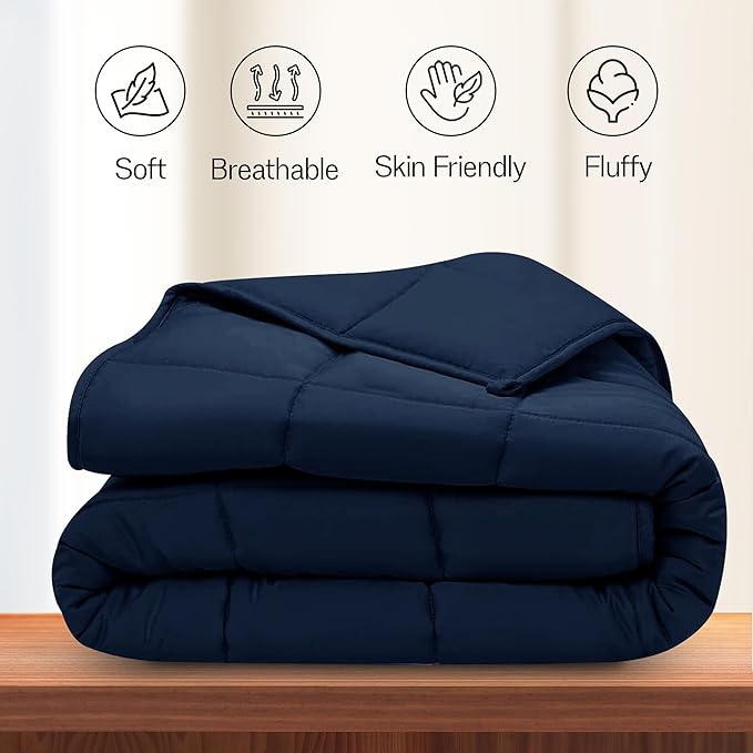 LUX Décor King Comforter – 102x90 Ultra-Soft Down Alternative Duvet Insert with Corner Tabs & Box Stitching, Hotel Quality Plush Microfiber Bedding, Oeko-TEX Certified - Navy Blue