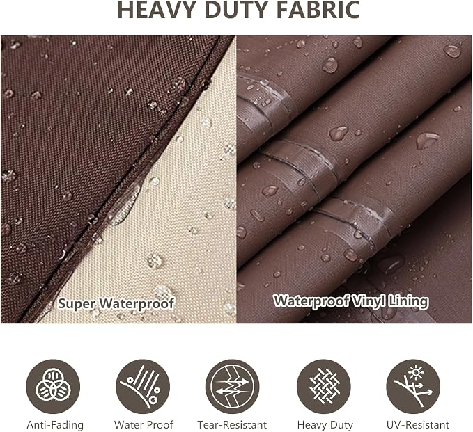 Rileytee Outdoor Furniture Covers Waterproof,600D Heavy Duty Patio Furniture Covers 3 Piece Set,Patio Set Cover for 2 Chairs and Side Coffee Table,Beige - Image 3